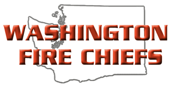 Washington Fire Chiefs logo - text over an outline of Washington state.